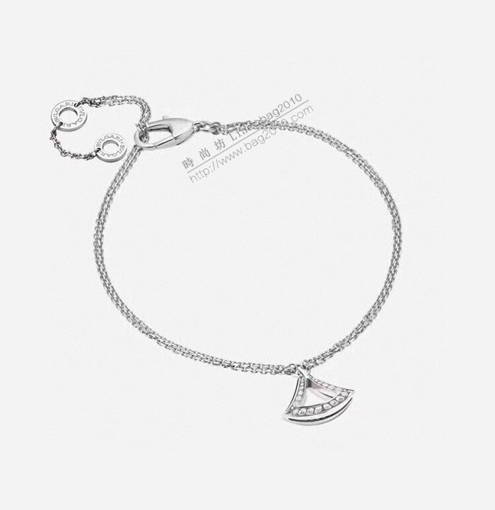 Bvlgari飾品 寶格麗雙面三角鏤空裙子大小鑽手鏈 diva系列 925純銀電鍍18k鑲鑽扇形裙子鑲鑽手鏈  zgbq3111